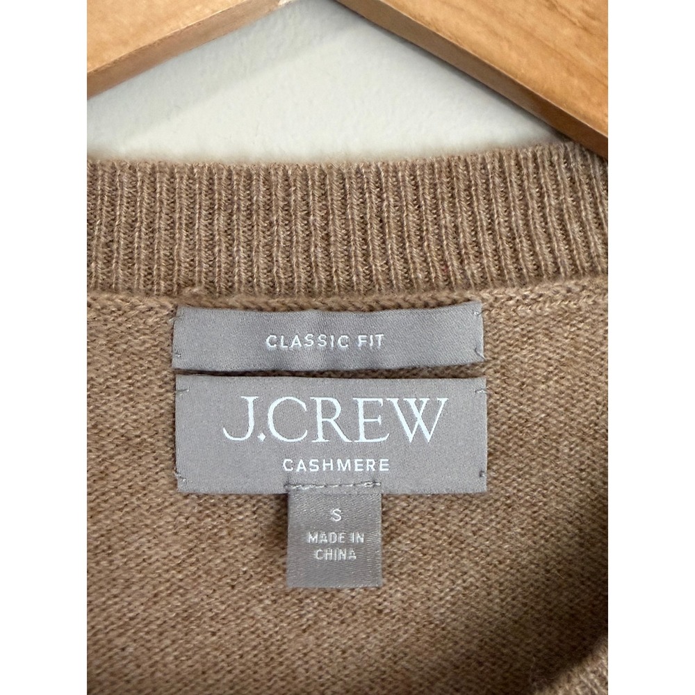 J.Crew 100% Cashmere Sweater Womens Small Tan Classic Fit Crewneck BA400 - Picture 4 of 9